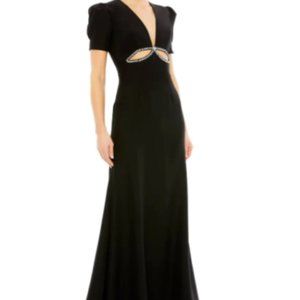 MAC DUGGAL CUTOUT EMBELLISHED COLUMN BLACK GOWN sz 8